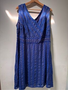 Harper Royal Blue V-Neck Lace A-Line Dress